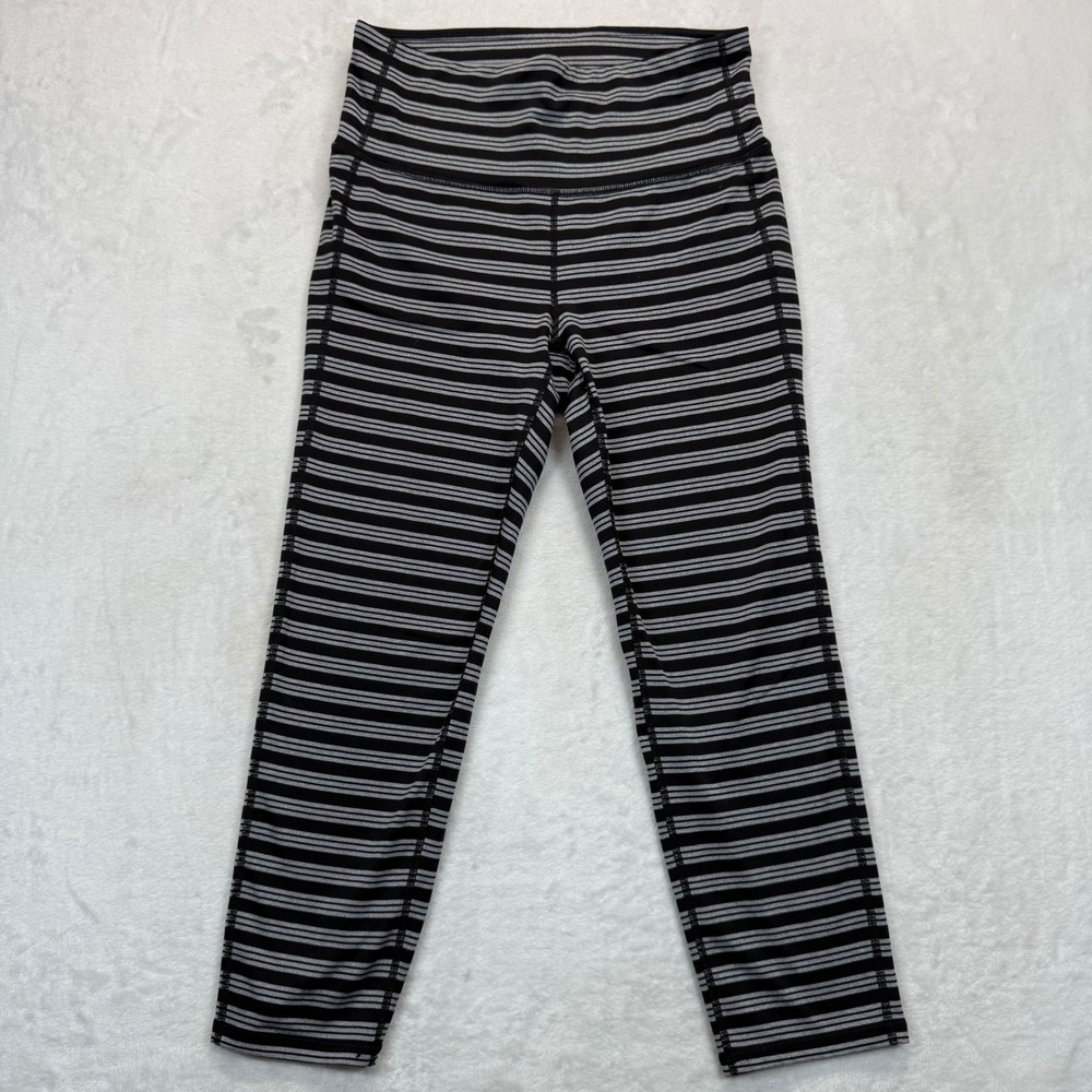 Athleta Stripe Yoga Capri Leggings High Rise Athletic Workout Pants Size S